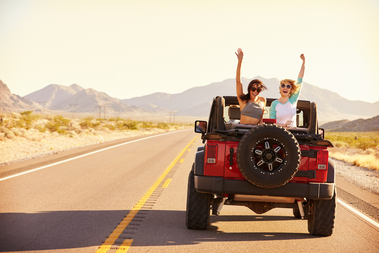 Friends on Road Trip  